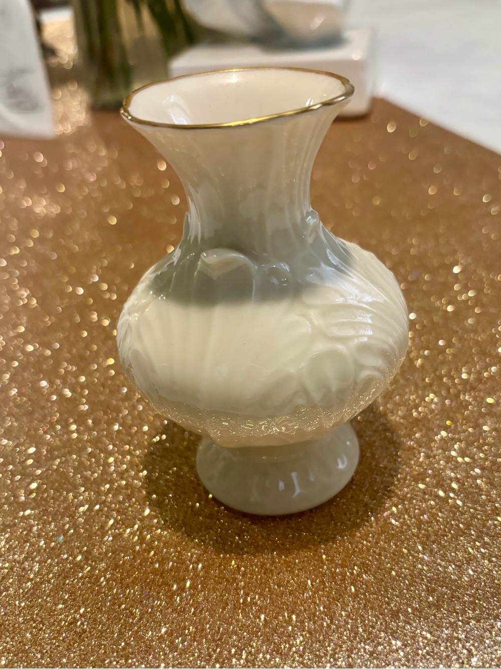 Lenox Cream Porcelain Bud Vase with Gold Rim